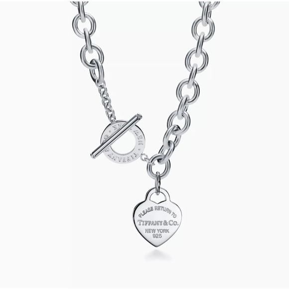 NEW Tiffany!! Heart tag noggle necklace..sterling silver, fits up to 16". - Picture 2 of 6